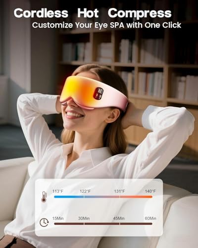 Anydance Heated Eye Mask - Cordless Eye Mask for Dry Eyes, Eye Relief, Improved Sleep, Timed Shutdown, 4 Temperature, Washable Eye Heating Pad for Travel, Removable for Cleaning - Rose Pink — view 4