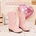 Motasha Cowboy Boots Cowgirl Boots Sparkle Boots Rhinestone Western Boots Parkly Pink Size 1 Birthday(M7113 Classic Pink 1)