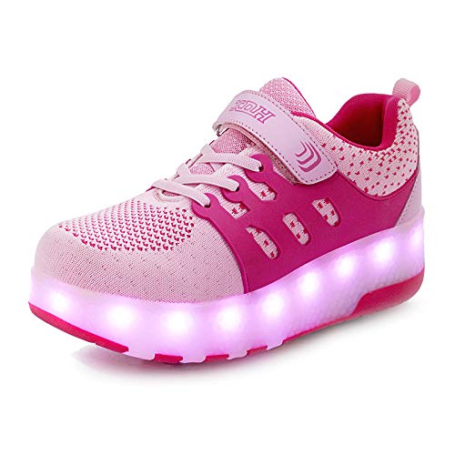 HUSKSWARERoller Skates Shoes Girls Boys Double Roller Shoes Outdoor Luminous Shoes for Kids