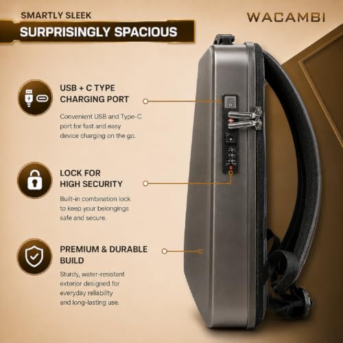 Image of Hard Shell polycarbonate Laptop Bag Anti-Theft Unisex 18inch Laptop bag Backpack with USB Charging Port Backpack forWomen And Men Medium Size