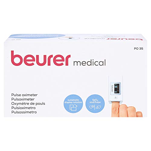 Beurer PO 35 Pulsoximeter, Messung von Sauerstoffs&auml;ttigung (SpO₂) und Herzfrequenz (Puls), schmerzfreie Anwendung, leicht ablesbares Farbdisplay, Darstellung der Herzfrequenz