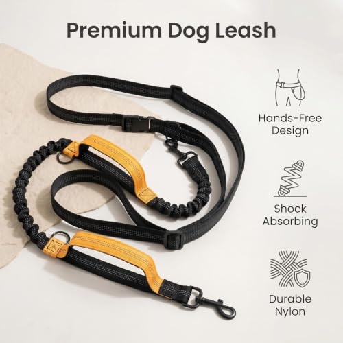 JEERSNP Laisse Mains Libres Noire pour Chiens Moyens et Grands – vue 7