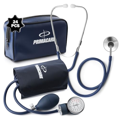 Primacare CSDS-9197-BL Classic Series Adult Manual Blood Pressure Monitor Kit with Stethoscope, Blue, Pack of 24