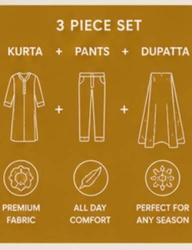 Image of Women's Blue Color Polyester Kurta Set with Pant & Dupatta | 3-Piece Suit
