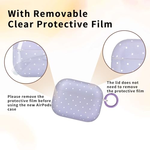 inewateri Compatible for AirPods Pro 2 Case with Cleaner Kit Cute Polka Dot Aesthetics Design for Girls Woman Keychain Shockproof Cover for Airpods Pro 2-Purple by inewateri - Image 8