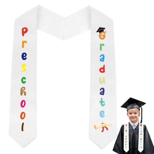 Diueoly Preschool Graduation Sash Preschool Graduation Stole Unisex Graduation Stole Sash Class of 2026 for Kids White Grad Stole Gifts for Prek Preschool Kindergarten Graduation Decorations 2026