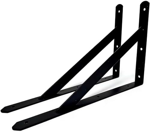 CLT Black Shelf Bracket, 8” Max Load: 220 lb Heavy Duty Minimalist Rigid Bracket for Table Bench, Sturdy Space Saving DIY Tool Kit , Pack of 2 image 5