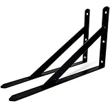 CLT Black Shelf Bracket, 16” Max Load: 440 lb Heavy Duty Minimalist Rigid Bracket for Table Bench, Sturdy Space Saving DIY Tool Kit , Pack of 2