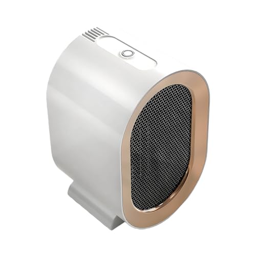 Calefactor De Sobremesa Pequeño con Protección Contra Sobrecalentamiento y Vuelco, Ventilador Calefactor De Espacio De 2 Velocidades con Termostato, Calefactor Recargable para Oficina Hogar(Weiß)