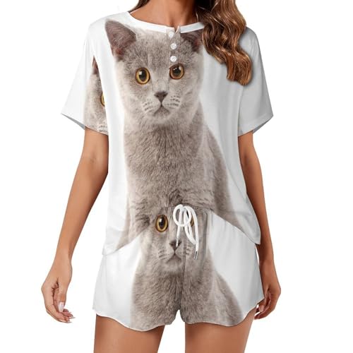 Ensemble de pyjama femme anti chaleur haut manches courtes short