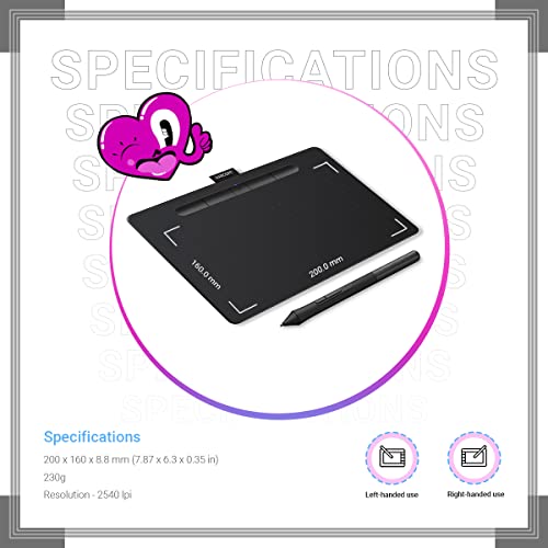 Wacom Intuos Bluetooth CTL-4100WL/K0-CX Digital Graphics Pen Tablet for Drawing (Black) Small (7.8-inch x 6.3-inch)|Battery Free Pen with 4096 Pressure | Compatible with Windows, Mac & Android - Image 4