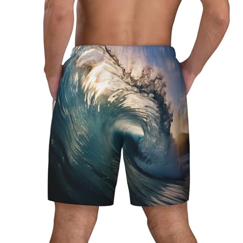 Maillot de bain homme imprimé vagues océan doublure compression été