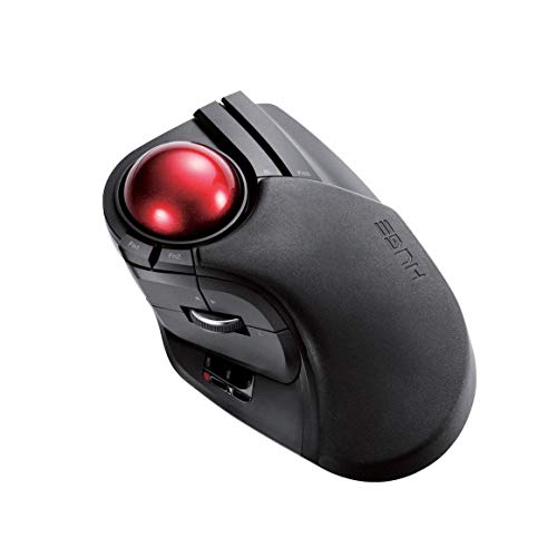 ELECOM 2.4GHz Wireless Finger-operated Large size Trackball Mouse 8-Button Function with Smooth Tracking, Precision Optical Gaming Sensor (M-HT1DRBK) (Renewed)