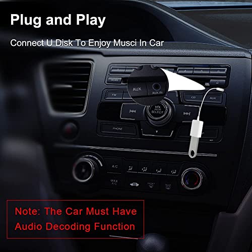 Image of RUWEL AUX to USB Adapter, 3.5mm Male Audio Jack to USB 2.0 Female Converter Cable, Only Work for Car AUX-in with MP3 Decoder, Not for Headset, Speakers, Phone,Computers, Camera,Microphone, Monitor