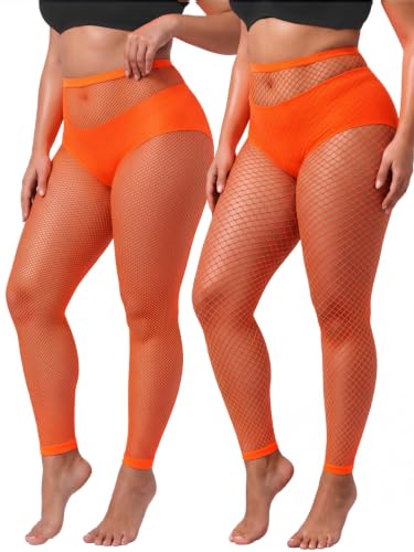 Image of CharnmRose 2 Pairs Women's Footless Fishnet Tights High Waist Fishnets for Women Fishnet Stockings