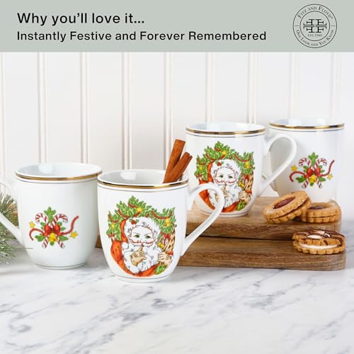 Set de 4 mugs porcelana Fitz & Floyd Navidad 12 oz miniatura 3