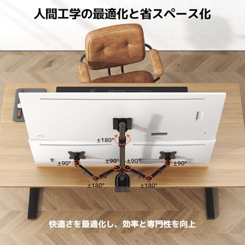 WORLDLIFT PC モニターアーム 3画面 17～49インチ対応 左右17-32インチ対応 液晶ディスプレイアーム ロングポール81.4cm 耐荷重20kg VESA規格対応