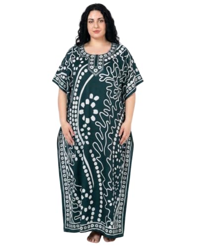 Image of Oussum Plus Size Kaftan Dresses for Women, Polyester Summer Caftan Cover Up Maxi Beach Dress, 1X-3X