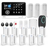 TUGARD 22 Pieces Wireless WiFi/GSM/2G Smart Home Alarm System with App, Motion Detector, Door and Window Sensors, Remote Controls, Siren, Compatible with Alexa & Google Assistant