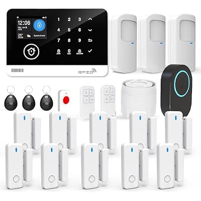TUGARD 22 Pieces Wireless WiFi/GSM/2G Smart Home Alarm System with App, Motion Detector, Door and Window Sensors, Remote Controls, Siren, Compatible with Alexa & Google Assistant