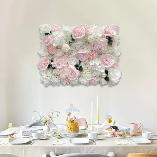 Mur de fleurs en soie rose pour masquer un mur abîmé facilement - 6