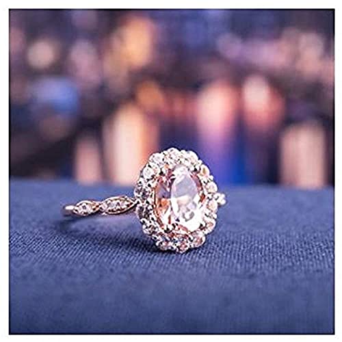 V Touch Oval Cut Created Morganite & White Diamond-Accent 14K Rose Gold Plated 925 Sterling Silver Engagement Vintage Halo Ring For Womens2