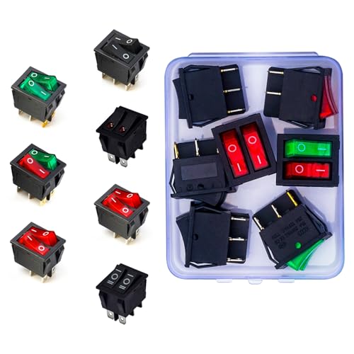 Kidisoii Kit sortido de interruptor basculante PCB, interruptor basculante de LED duplo de 3 pinos i