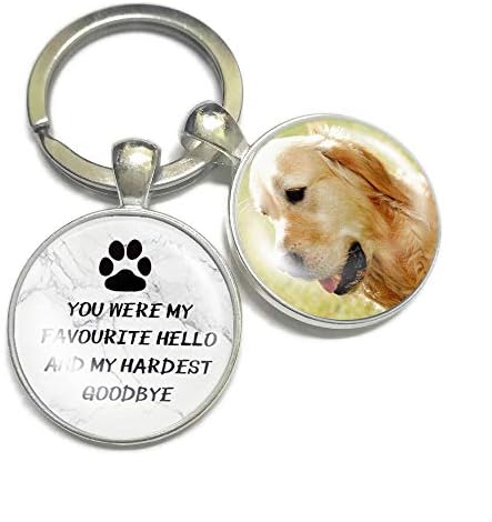 Personalised Photo Keyring Dog Memorial Gifts for Loss Love Pets Prints In Heaven Remembrance Poem Handmade Custom Keychain Keepsake-You were my favourite hello and my hardest…