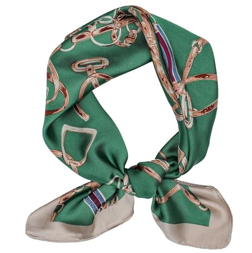 Olportkah 27.5 Inch Satin Bandanas Head Scarf For Women Lightweight Fashion Wrap Neck Silk Feeling Scarf (C)