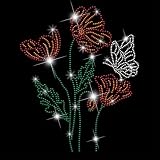 SUPERDANT Mohnblume Kristall Strasssteine Bügeltransfer Blumen Glitzer Applikation Aufnäher DIY Dekor Für Bekleidung T Shirts Hoodies Jacken Taschen Kissen 32x23,8 cm