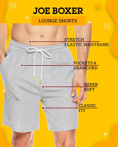 JOE BOXER Mens Lounge Shorts with Pockets, Moisture-Wicking Mens Pajama Shorts, Sweat Shorts Men with Drawstring2
