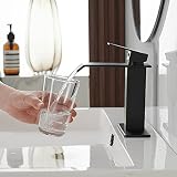BWE Black Bathroom Faucet Modern Waterfall Matte Black Bathroom Sink Faucet Single Hole with Pop Up Drain Parts Spout Bath Lavatory Vanity Stopper Overflow and Supply Hose Single Handle BWE Black Bathroom Faucet Modern Waterfall Matte Black Bathroom Sink Faucet Single Hole with Pop Up Drain Parts Spout Bath Lavatory Vanity Stopper Overflow and Supply Hose Single Handle