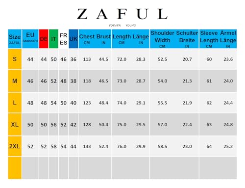 ZAFUL Lässig Kariertes Button Down Hemdjacke Herren Langarm Regular Fit Shacket mit Taschen (1-Hellblau,S)