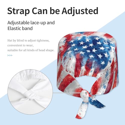 Image of Working Cap Scrub Cap with Sweatband Adjustable Unisex Tie Back Hat for Cleaning Farm Nursing