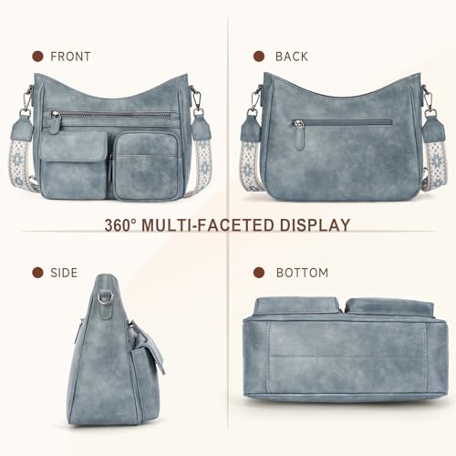 Image of Crossbody Bags for Women Trendy Vegan Leather Crossbody Purse Shoulder Handbags Multiple Pockets Hobo Bag Ladies