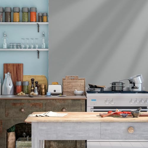 Image of Yancorp 16 inchx120 inch Matte Gray Contact Papaer Peel and Stick Wallpaper Vinyl Wrap Countertop Wallpapers Waterproof for Cabinets Drawers Bedroom Kitchen Self-Adhesive Wallpaper