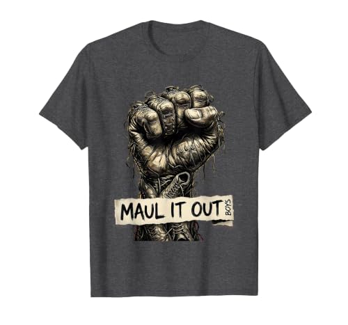 Maul It Out Boys Rugby Graphic Design T-Shirt, Men, Dark Heather Grey, 3X-Large
