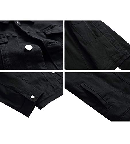 Image of Mens Denim Jacket Ripped Slim Jean Jacket Coat for Men