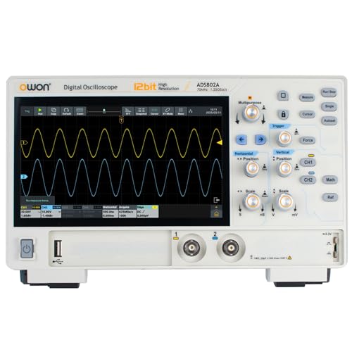 Image of OWON Digital Oscilloscope ADS802A 70 MHz with Dual Channel 12 Bits Vertical Resolution Lab Oscilloscope with 1.25GSa /s Sample Rate 700,000 Wfms /s Waveform Capture Rate with 7 inch Display(70MHz /2CH)