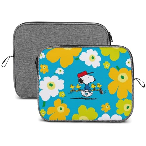 スヌーピー 花柄 ブルー 【 ラップトップケース 13インチ 14インチ 】 パソコンケース PCケース ノートパソコンバッグ スリーブ 耐衝撃 軽量 撥水加工 全面保護 アニメ 可愛い おしゃれ メンズ レーディス