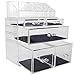 Sooyee Makeup Organizer,Acrylic Cosmetic Organizer Storage Drawers Jewelry and Cosmetic Display Cases Box(5 Drawers 7 Tiers) 3 Pieces Stackable,Clear