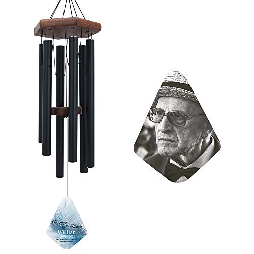Image of Memorial Wind Chimes Outdoor Deep Tone, 44 Inches Sympathy Wind Chimes with 6 Tubes Tuned Bass Tone, Personalized Wind Chimes Outdoor for Wedding, Anniversary, or Other Occasions