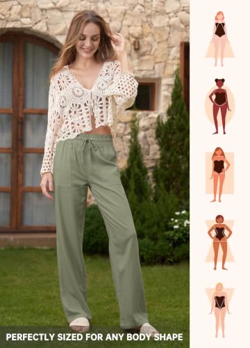 Image of Willit Women Linen Pants Wide Leg Palazzo Trousers 29 inch /31 inch / 33 inch