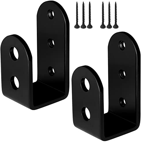 2x4 Door Barricade Bracket Heavy Duty Open Bar Security Holder Bracket Security Bar Door Stopper Fits 2x4 Boards Lumber Door Jammer and Tool Hanger for Your Home Barn Shed Garage Gate (Black-Set2-M2)