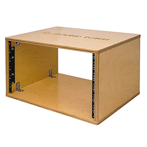 Image of Sound Town DIY 6U Studio Rack with Solid Baltic Birch Plywood, Golden Oak, Assembly Required (SDRK-Y6)