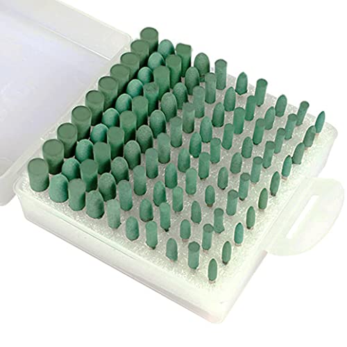 Luo ke 100 Pcs 𝐑𝐮𝐛𝐛𝐞𝐫 𝐏𝐨𝐥𝐢𝐬𝐡𝐢𝐧𝐠 Bits - 1/8 Inch Shank Silicone Rubber Buffing Polishing Kits for Dremel Rotary Tool