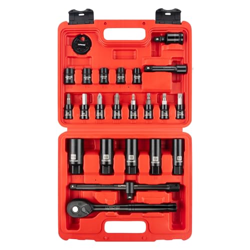 LLNDEI 3/8 Drive Spark Plug Socket Set SAE 5/8 3/4 13/16 Metric 14mm 18mm Spark Plug Socket Include 2 Extension Bar Universal Joint ADA CR-V Steel