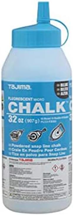 Tajima Micro Chalk - Fluorescent Blue 32 oz (907g) Ultra-Fine Snap-Line Chalk with Durable Bottle & Easy-Fill Nozzle - PLC2-FB900