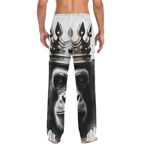 Angry Gorilla Crown Pajama Pants for Men Men's Separate Bottoms, Lounge Pants with Pockets S2