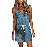 Yuno Gasai Cosplay, Casual Dresses Black Dress Wedding Guest Used Summer Dress Large Women's Plus Size Tie-Dyeirregular Hem Casual Swing Mini Tee Tank Dress Sleeveless Dressess (XL, Blue)